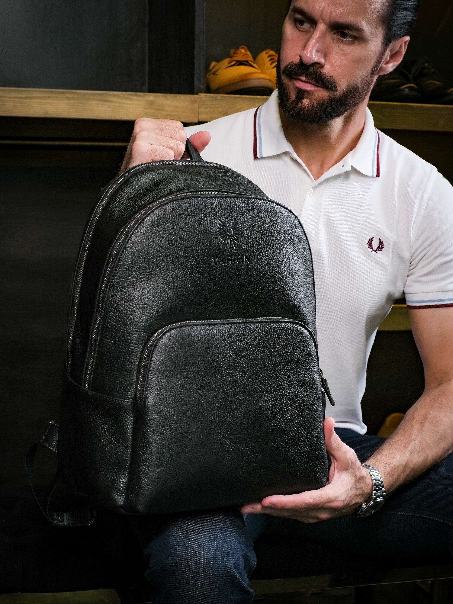 Рюкзак YARKIN Рюкзак - сумка мужской кожаный городской для ноутбука 15 YARKIN 