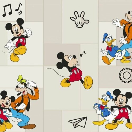 E-D-001A обои виниловые на флизелиновой основе 1,06 х 10,05 м Disney белый, бежевый, красный, желтый
