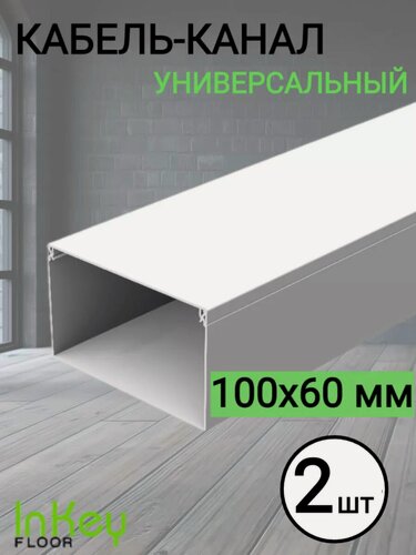 Изображение товара Пластиковый кабель канал 100х60мм белый 2 штуки универсальный для всех видов кабелей