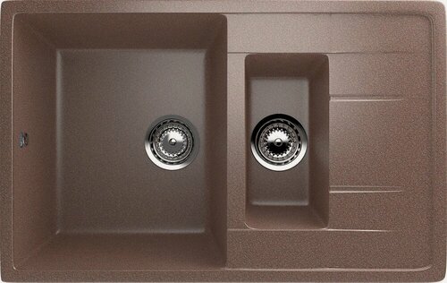 Изображение товара Мойка кухонная Ulgran U-205 -307 прямоугольная, 50x77, мойка для кухни, с крылом, коричневая, матовая