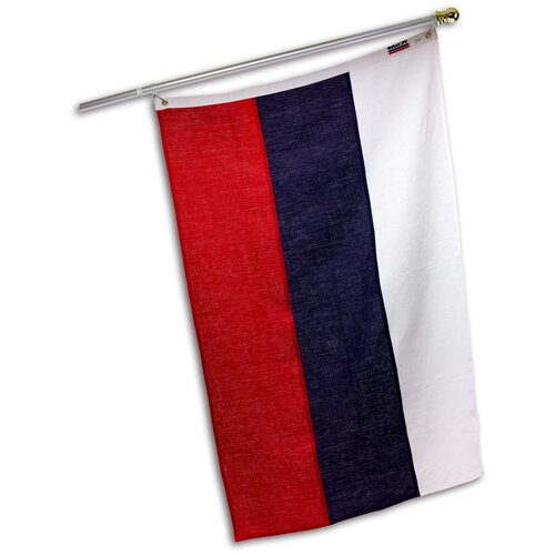 фото Вращающийся флагшток и флаг россии (рф) из натурального льна 90х135 см флаг.ру