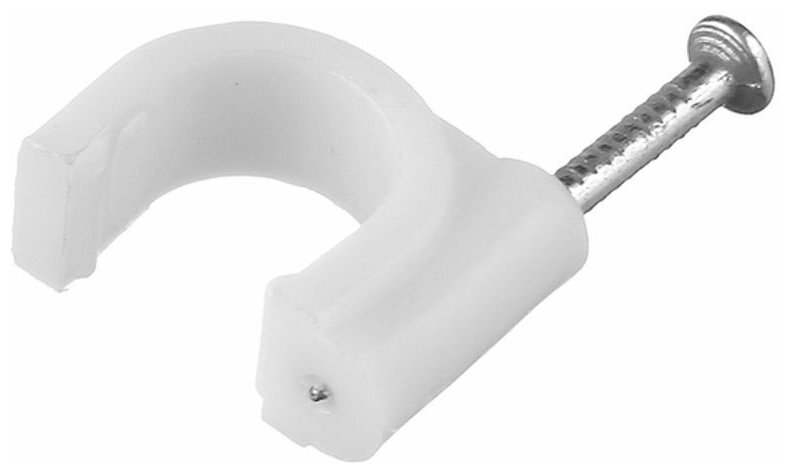 Скобы для крепления кабеля круглые 07-4010 10 мм полиэтилен белые (50 шт.) - фотография № 1