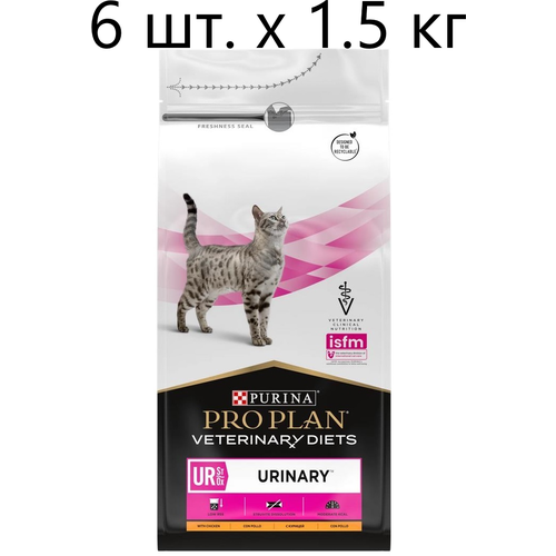 Сухой корм для кошек Purina Pro Plan Veterinary Diets UR St/Ox Urinary, при болезни нижних отделов мочевыводящих путей, с курицей, 6 шт. х 1.5 кг
