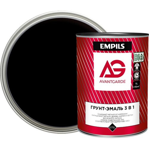 Грунт-эмаль Avantgarde глянцевый цвет черный 0.9 кг