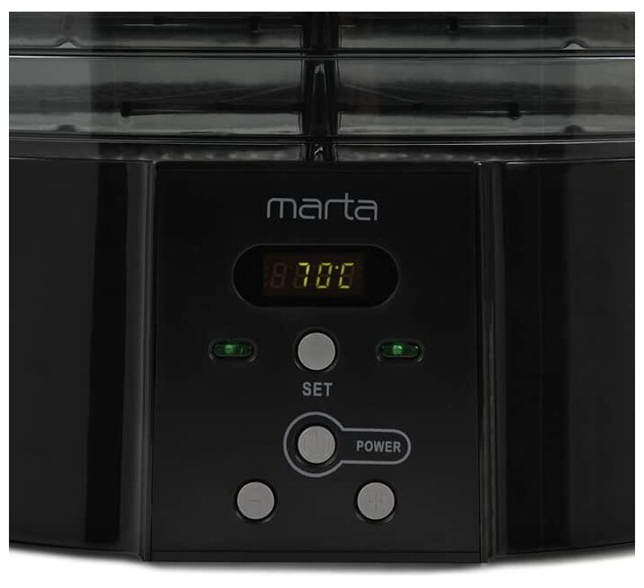 MARTA MT-FD1886B 16 поддонов-10+3 для пастилы+3 для ягод черный жемчуг сушилка д/фруктов,овощей - фотография № 10