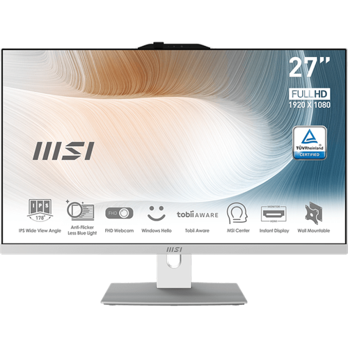 MSI Моноблок MSI Modern AM272P 12M-404XRU 9S6-AF8212-497 (Core i3 1215U-1.20ГГц, 8ГБ, 512ГБ SSD, UHDG, 1ГБит LAN, WiFi, BT, 27.0 1920x1080, FreeDOS) белый + клавиатура + мышь моноблок msi modern am242p 12m 257xru 23 8 intel core i3 1215u 8гб 512гб ssd intel uhd graphics noos белый 9s6 ae0712 257