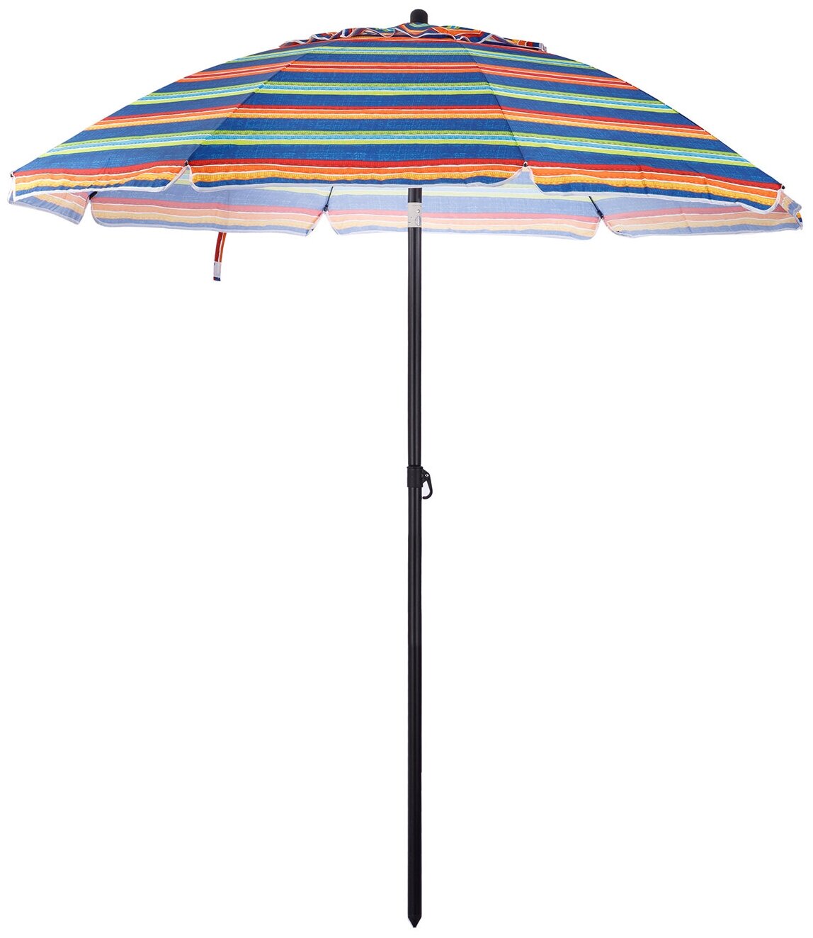 Пляжный зонт, 2 м, с клапаном, с наклоном, Премиум (синий/принт "полоса") в чехле - фотография № 1