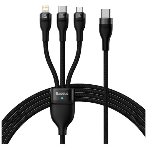 Аксессуар Baseus Flash Series II One-for-three Fast Charging Cable Type-C to M+L+C 100W 1.5m Black CASS030201