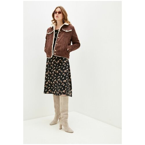 фото Куртка вельветовая женская на овчине dasti denim коричневая, 44 размер