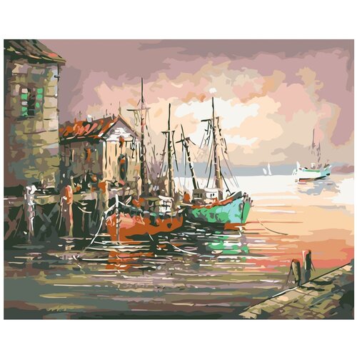 Рыбацкие лодки Раскраска картина по номерам на холсте картина по номерам деревянные лодки 40х50 см