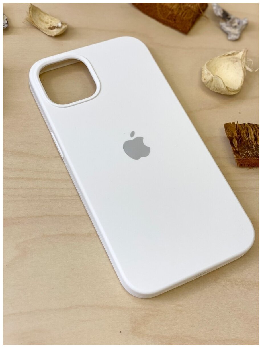 Силиконовый чехол на Айфон 12 Про с логотипом / Silicone case iPhone 12 Pro Белый