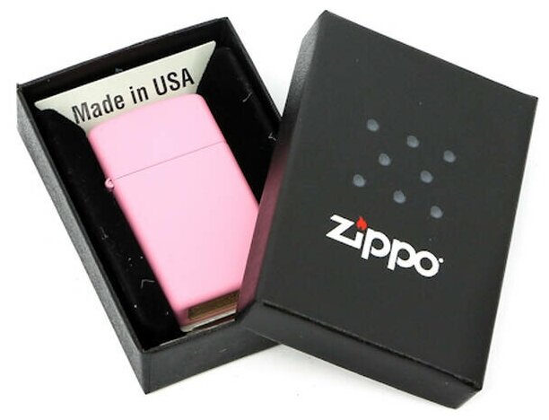 ZIPPO Slim® с покрытием Pink Matte, латунь/сталь, розовая, матовая, 29x10x60 мм - фотография № 3