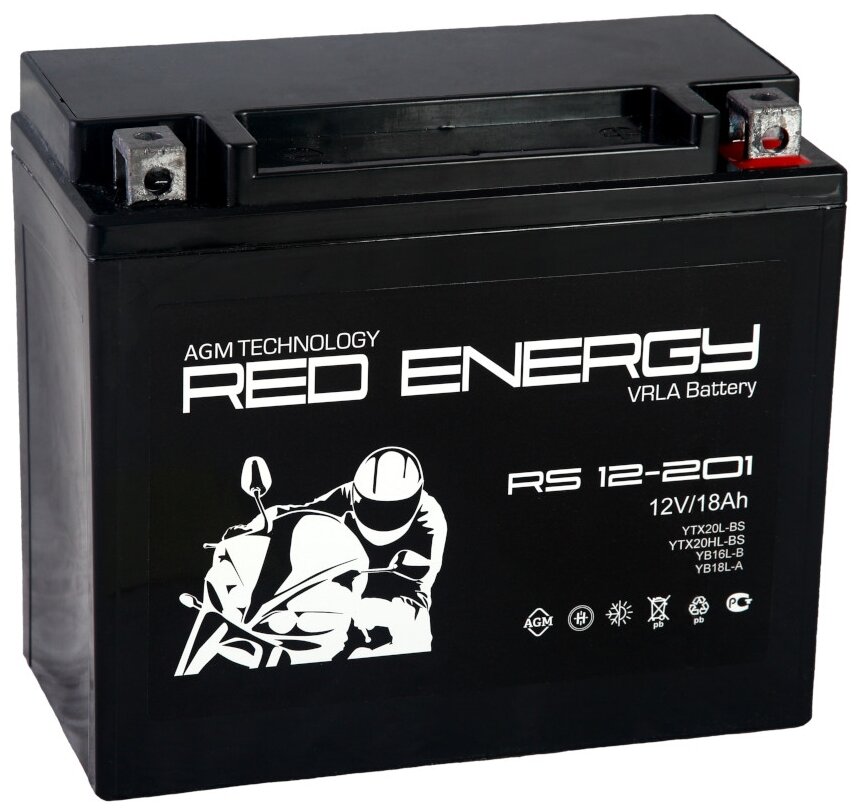 Аккумулятор RED ENERGY RS 12201 (12V / 20Ah) [YTX20L-BS, YTX20HL-BS, YB18L-A] мотоцикл / снегоход / багги / квадроцикл