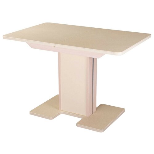 фото Стол кухонный домотека румба пр-1 км 05-1, раскладной, дхш: 120 х 80 см, длина в разложенном виде: 157 см, 06 мд молочный дуб 05-1 мд/кр км 06 молочный дуб/крем
