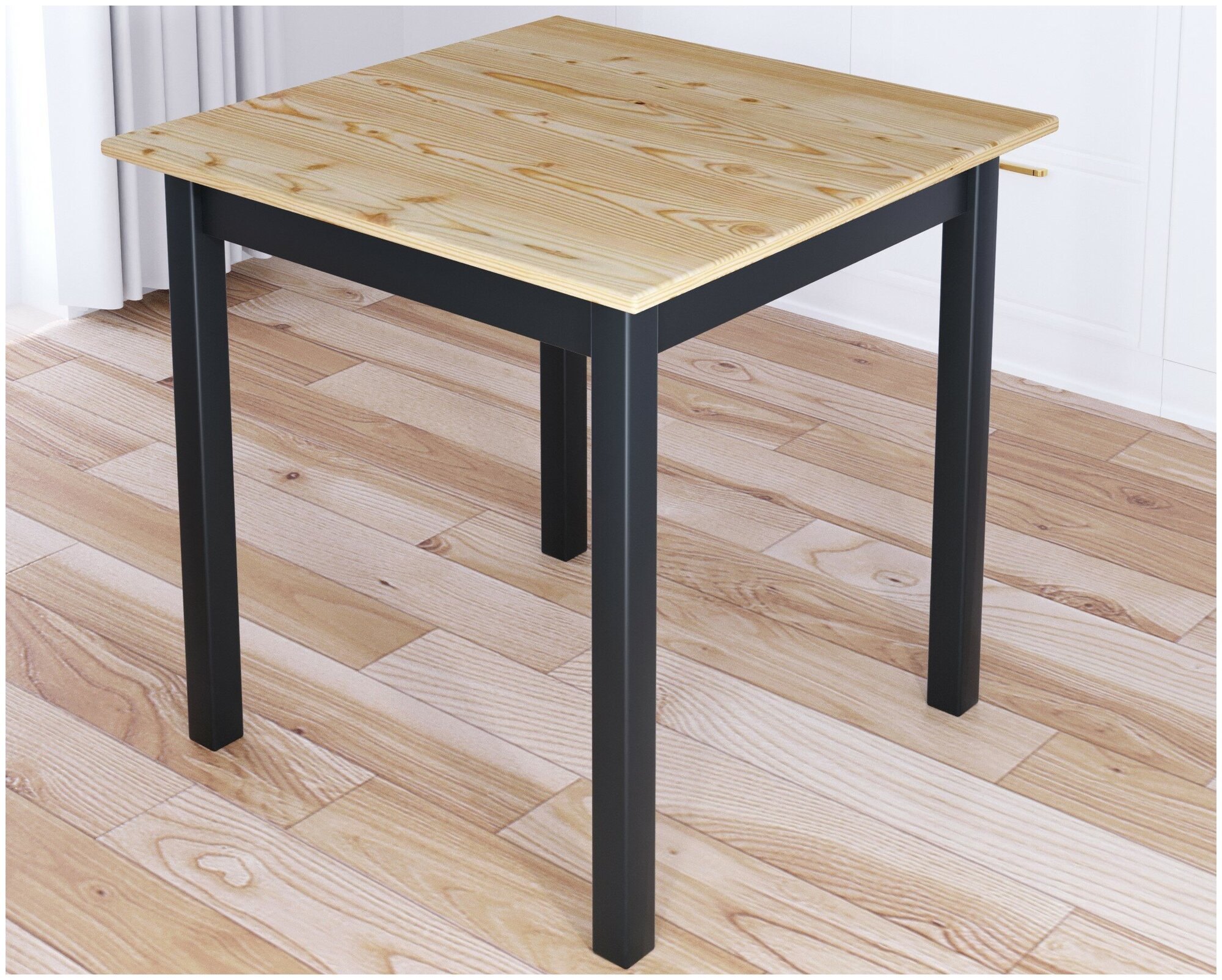 Стол кухонный Классика квадратный с лакированной столешницей 20 мм и ножками цвета антрацит, 60х60х75 см