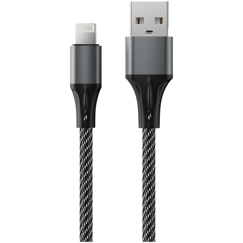 Кабель для быстрой зарядки Accesstyle USB A - Lightning 24-F100M смартфонов iPhone, планшетов, ноутбуков, черный серый