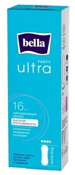 Ежедневные ультратонкие прокладки Bella PANTY ultra extra long, 16 шт