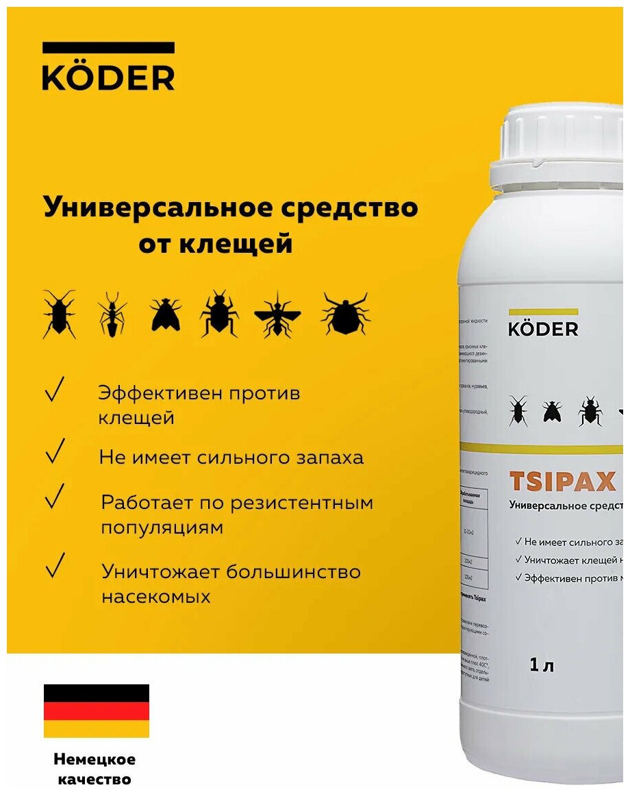 TSIPAX (Ципакс) профессиональное инсектицидное средство от клещей, клопов, тараканов. Концентрат 1 литр - фотография № 1