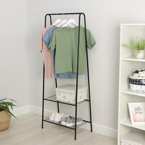 Стойка для одежды с двумя полками Лофт 59 32 152 см цвет чёрный 6710₽