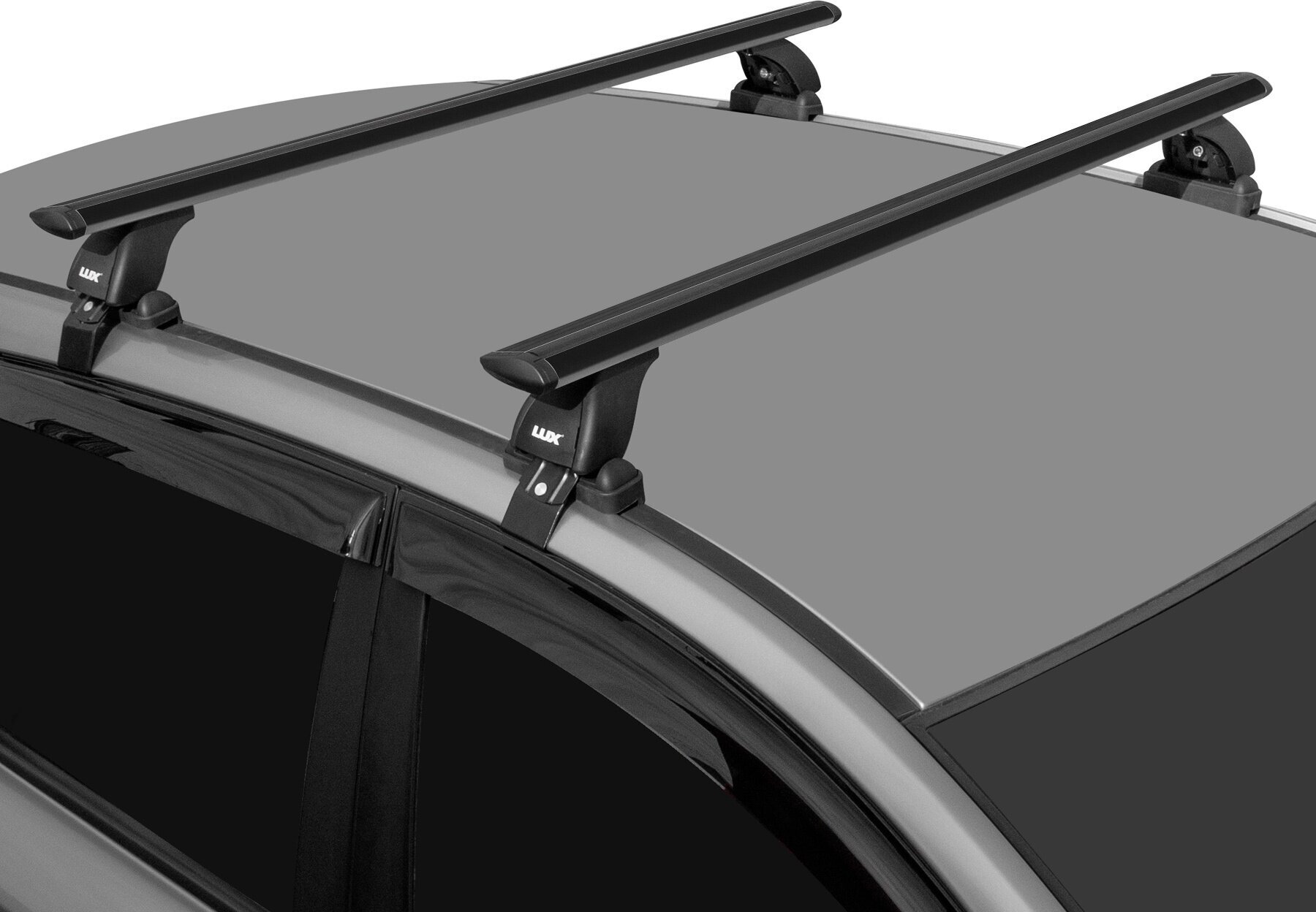 Багажник на крышу LUX черные дуги аэро-тревел (82мм) 11м на Киа Рио 2 седан 2005-2011 арт:214549B
