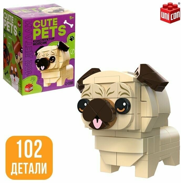 Конструктор Cute pets, Мопсик, 102 детали