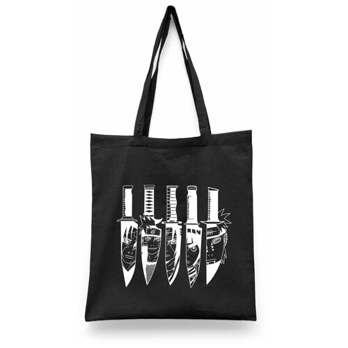 фото Сумка-шоппер унисекс каждому своё "аниме/удзумаки/какаси" черная