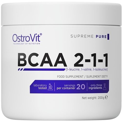 100% ВСАА 2.1.1 (200 г) натуральный вкус аминокислоты bcaa бцаа ostrovit supreme pure bcaa 2 1 1 400 г нейтральный