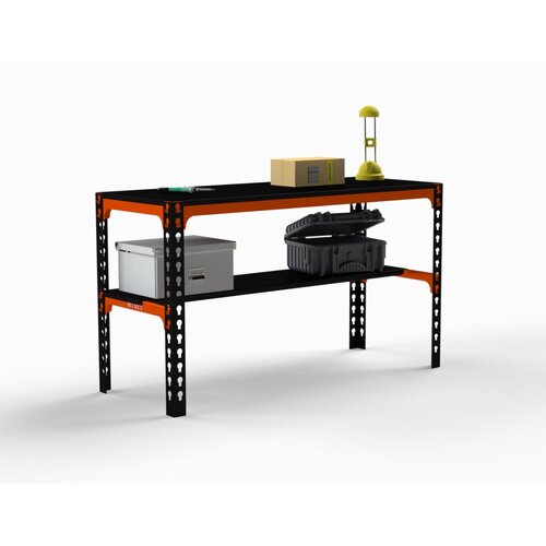 Стол металлический Metalex 750х1500х600 оранжево-чёрный
