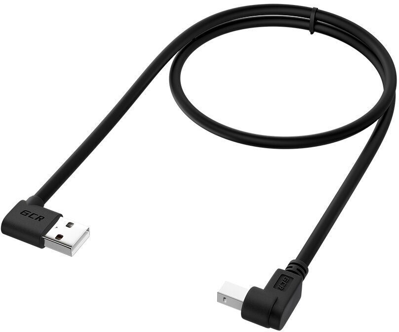 Greenconnect Кабель 1.0m USB 2.0, AM угловой/BM угловой, черный, 28/28 AWG, экран, армированный, морозостойкий, GCR-AUPC5AM-BB2S-1.0m Greenconnect USB 2.0 Type-AM - USB 2.0 Type-BM 1м (GCR-AUPC5AM-BB2S-1.0m)