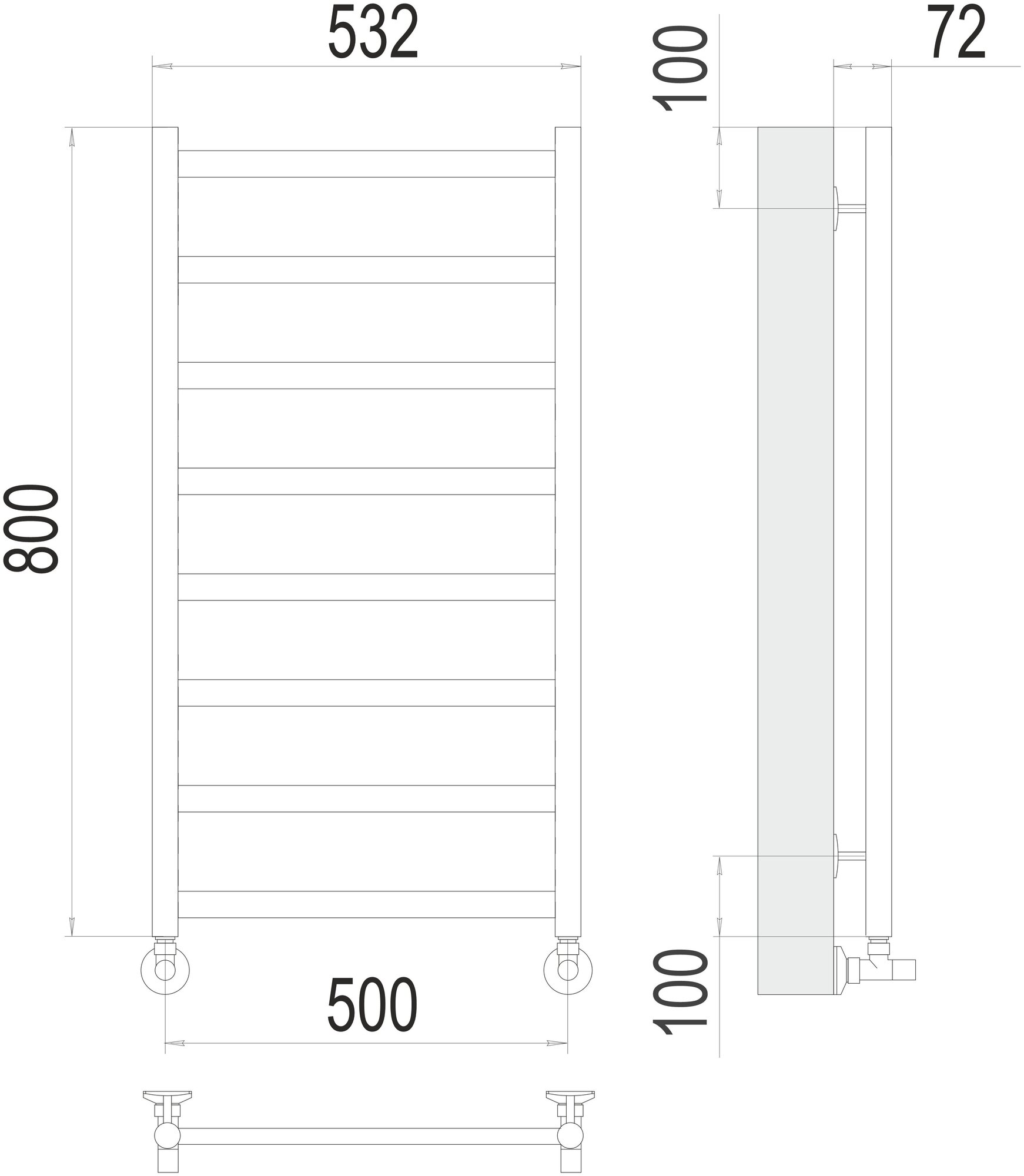 Полотенцесушитель водяной Terminus Econom Аврора П8 500x800 - фото №17