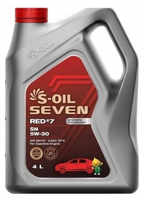 Полусинтетическое моторное масло S-OIL SEVEN RED #7 SN 5W-30, 4 л