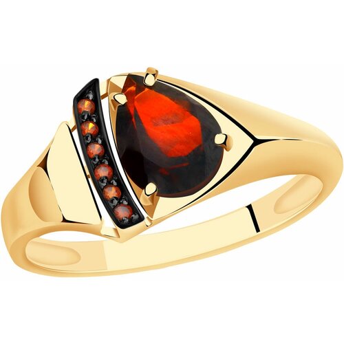 фото Кольцо diamant online, золото, 585 проба, фианит, гранат, размер 18