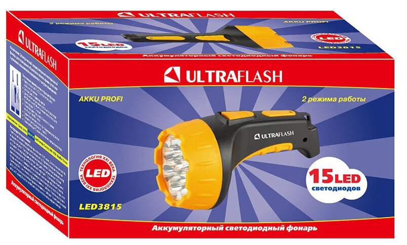 Светодиодный фонарь (ULTRAFLASH (9217) LED3815 черный/желтый)