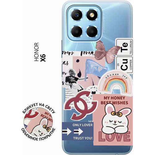 Силиконовый чехол с принтом Cute Stickers для Honor X6 / X8 5G / Хонор Х6 / Х8 5Г силиконовый чехол на honor x6 x8 5g хонор х6 х8 5г с принтом закат на каменистом берегу