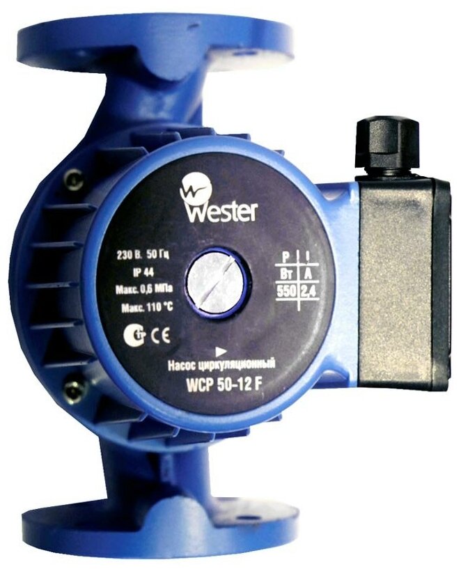 Циркуляционный насос WCP 50-12F 220В с фланцами, кабелем и вилкой, Wester 0-18-0086