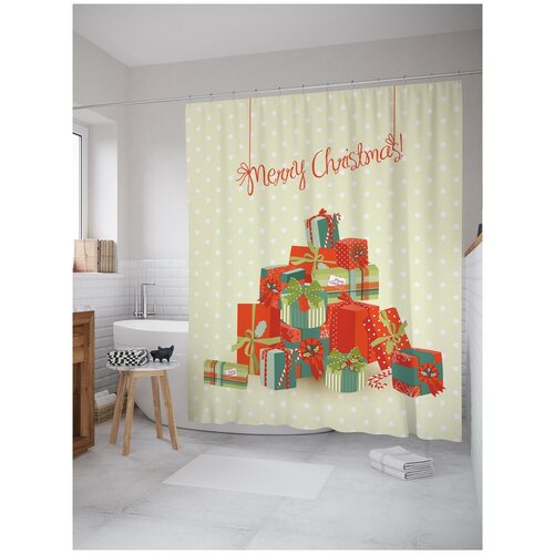 фото Штора для ванной joyarty гора с подарками 180х200 (sc-11419748)