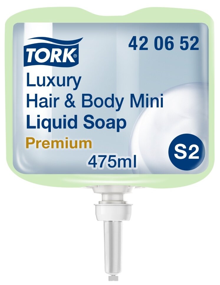 Картридж с жидким мылом-шампунем одноразовый TORK (Система S2) Premium, 0,475 л, 420652