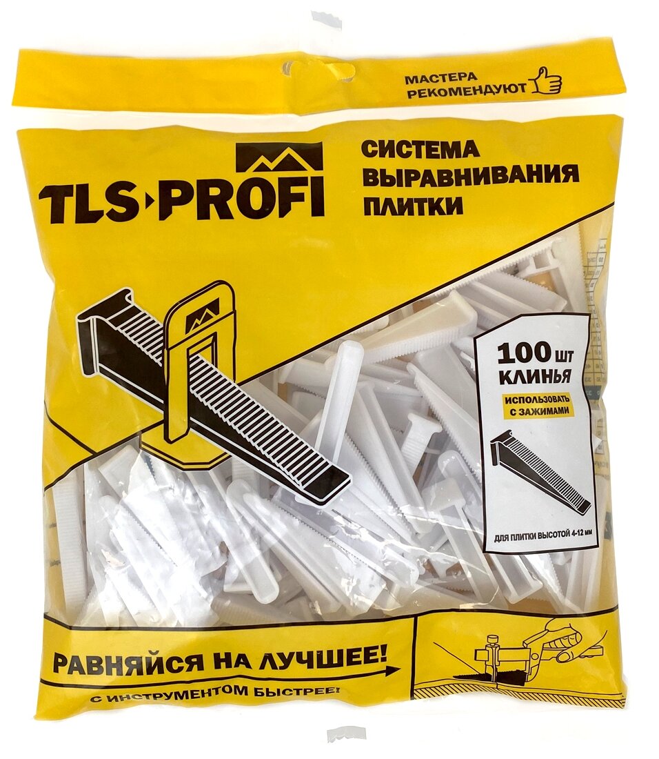 Клин для укладки плитки TLS-Profi TLS32020 / TLS22016 / TLS32021, белый, 100 шт.