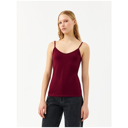 фото Майка-топ облегающая базовая на широких бретелях befree samanta7-50-xl черный размер xl