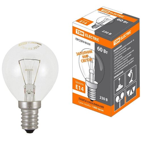 фото Лампа накаливания "шар прозрачный" 60 вт-230 в-е14 tdm sq0332-0003 (упаковка 30 шт) tdm еlectric