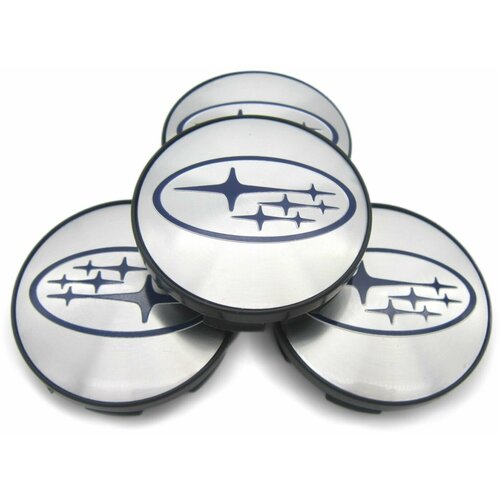Колпачки, заглушки на литые диски СКАД Субару серебро, 56/51/12 мм, комплект 4 шт.