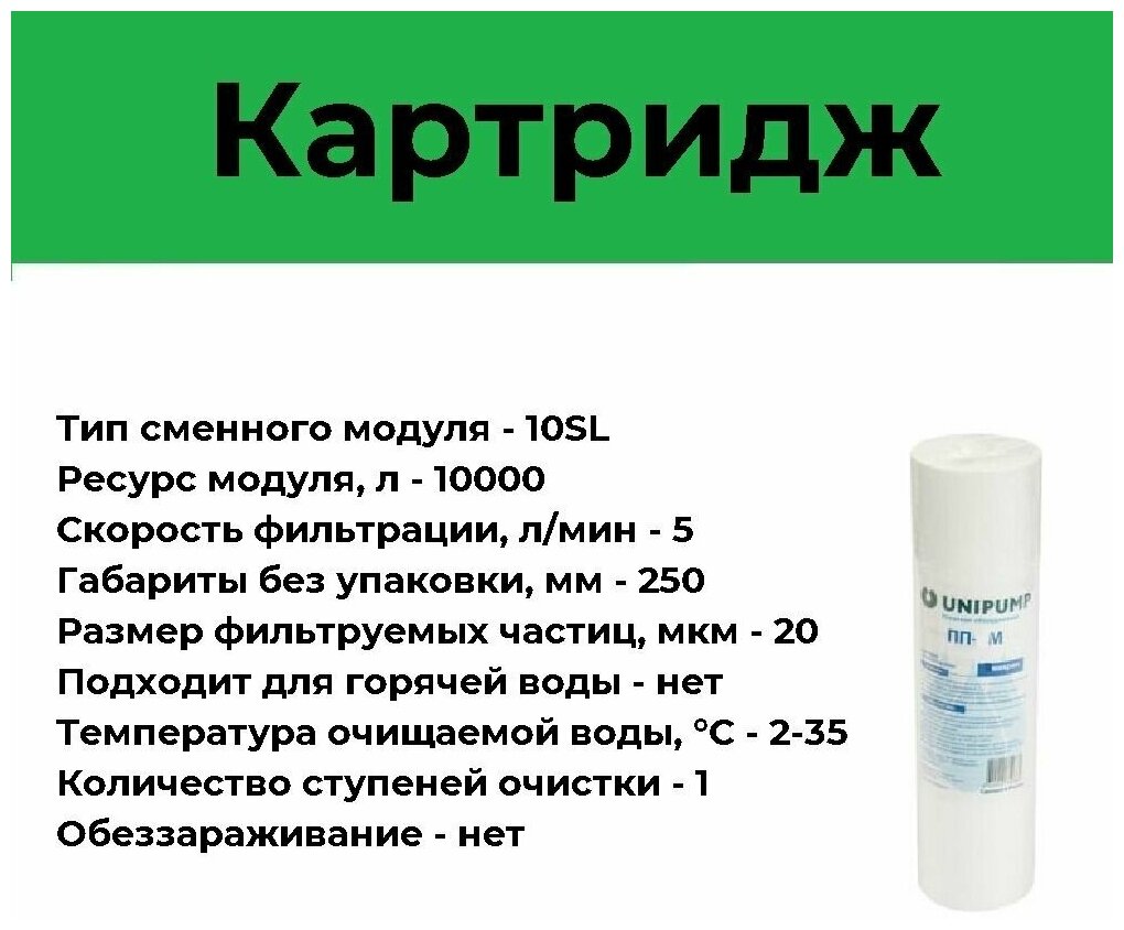 Полипропиленовый картридж UNIPUMP ПП-20 М (10", 20 мкм) - фотография № 2