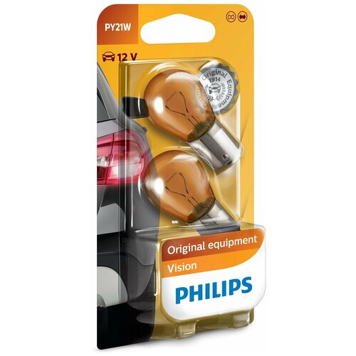 фото Лампа автомобильная галогенная philips vision 12496b2 py21w 12v 21w 2 шт.