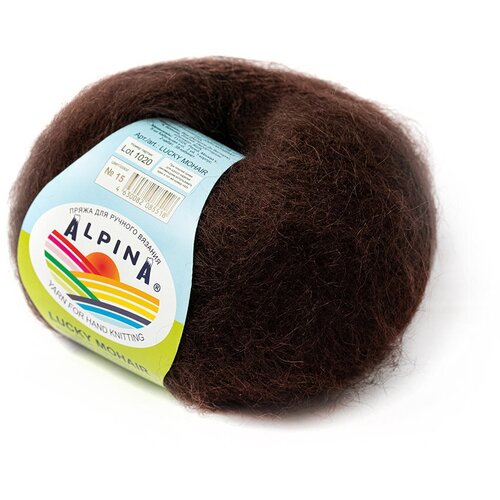 Пряжа Alpina Lucky Mohair, 10 шт по 50 г, 150 м, 15 темно-коричневый (73351728994)