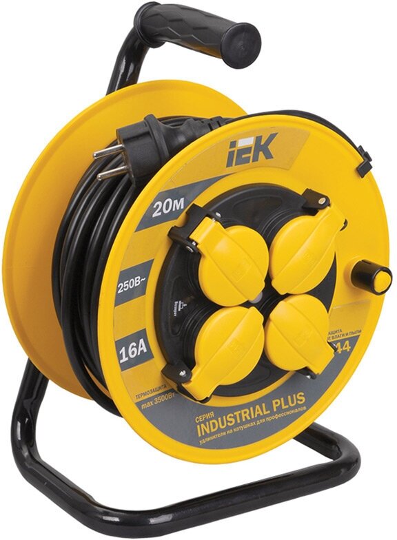 Удлинитель на катушке IEK УК20 с т/з 4 места 2P PE/20м 3х1 5 мм2 ''Industrial''