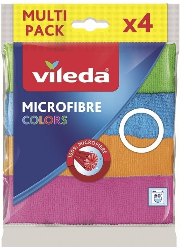 Салфетка для уборки Vileda Colors из микрофибры 30*30 см, 4 шт