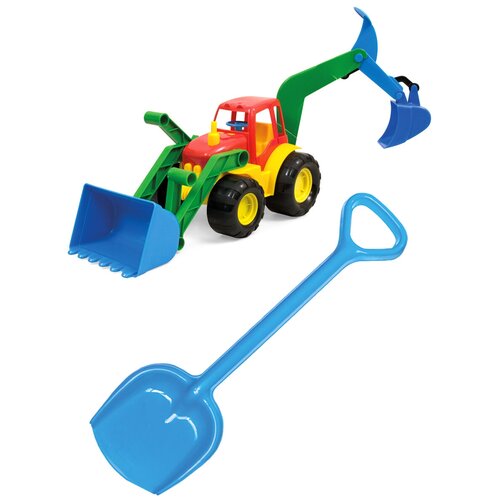 фото Детский игровой набор для песочницы: экскаватор active + лопатка 50 см. синяя, zebra toys zebratoys