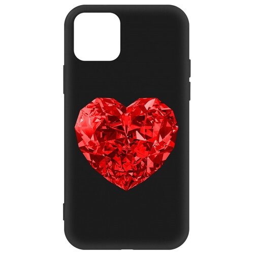 Чехол-накладка Krutoff Soft Case Рубиновое сердце для iPhone 12 Pro Max черный чехол накладка krutoff soft case рубиновое сердце для iphone 15 pro max черный