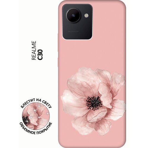 Силиконовый чехол на realme C30, Рилми С30 Silky Touch Premium с принтом Pink Flower розовый силиконовый чехол на realme c30 рилми с30 silky touch premium с принтом girl power розовый