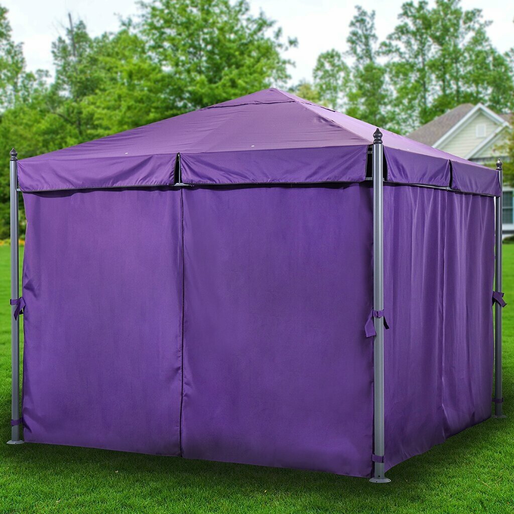 Шатер с москитной сеткой, фиолетовый, 3х3х2.75 м, четырехугольный, с боковыми шторками, Green Days, YTDU157-19-3640 - фотография № 4